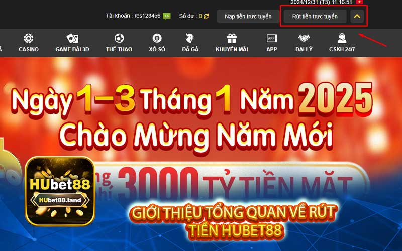 Giới thiệu tổng quan về rút tiền Hubet88